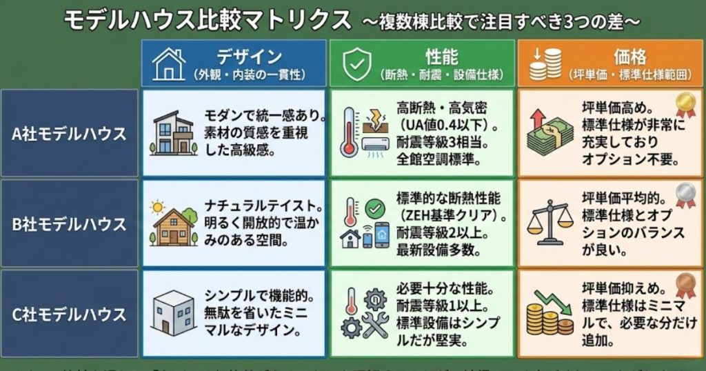 「モデルハウス比較マトリクス」