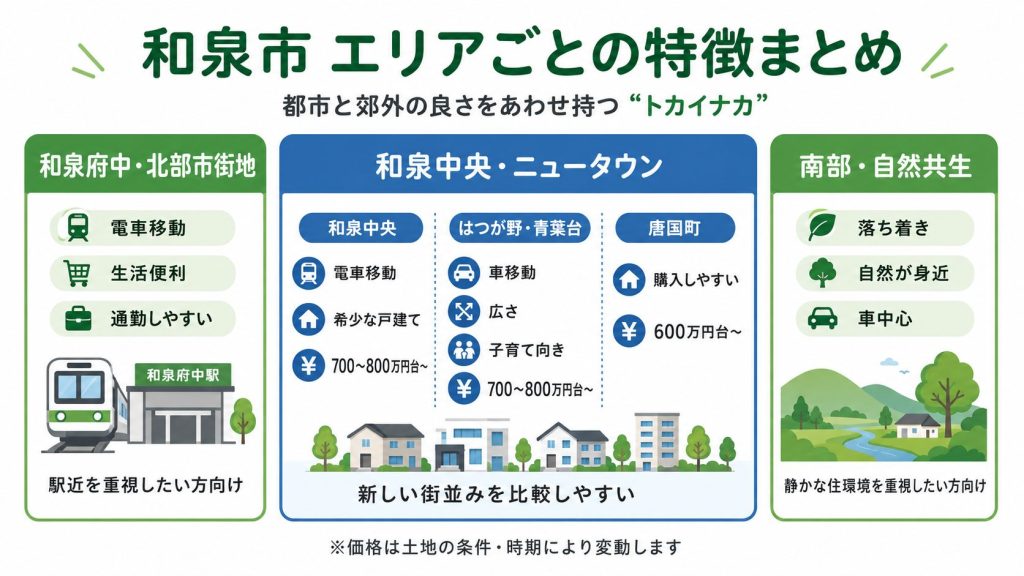 和泉市エリアごとの特徴まとめ