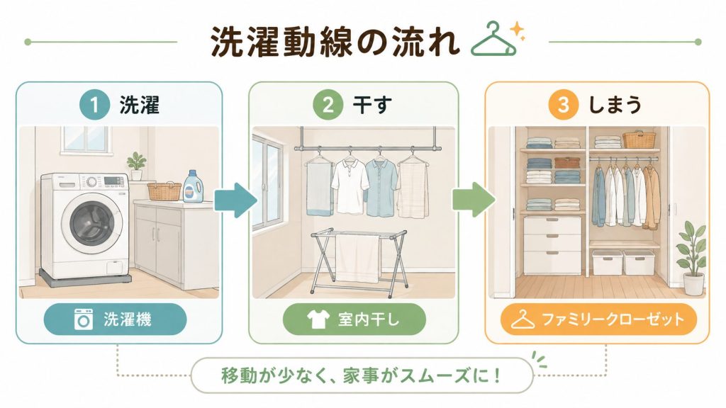 洗濯動線の流れ