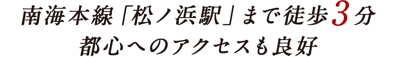 南海本線「松ノ浜駅」まで徒歩3分　都心へのアクセスも良好