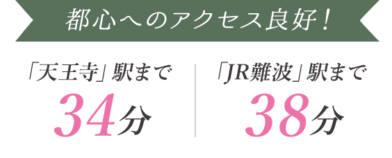 「天王寺」駅まで34分　「JR難波」駅まで38分