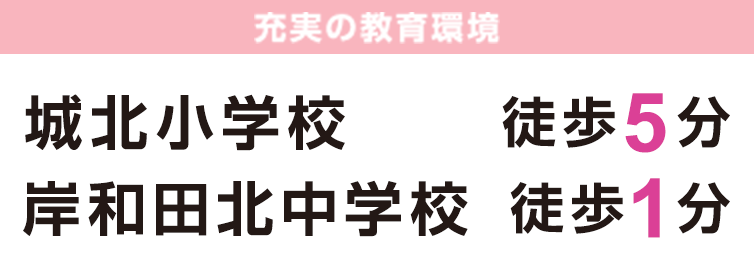 城北小学校 徒歩5分 岸和田北中学校 徒歩1分