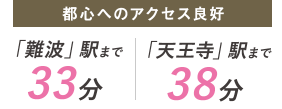 「天王寺」駅まで34分　「JR難波」駅まで38分