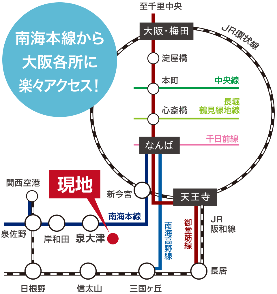 大阪府泉大津市　プレミアタウン池浦Ⅸ　路線図