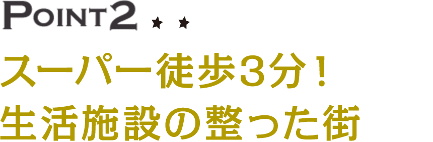 ポイント2  スーパー徒歩3分！生活施設の整った街