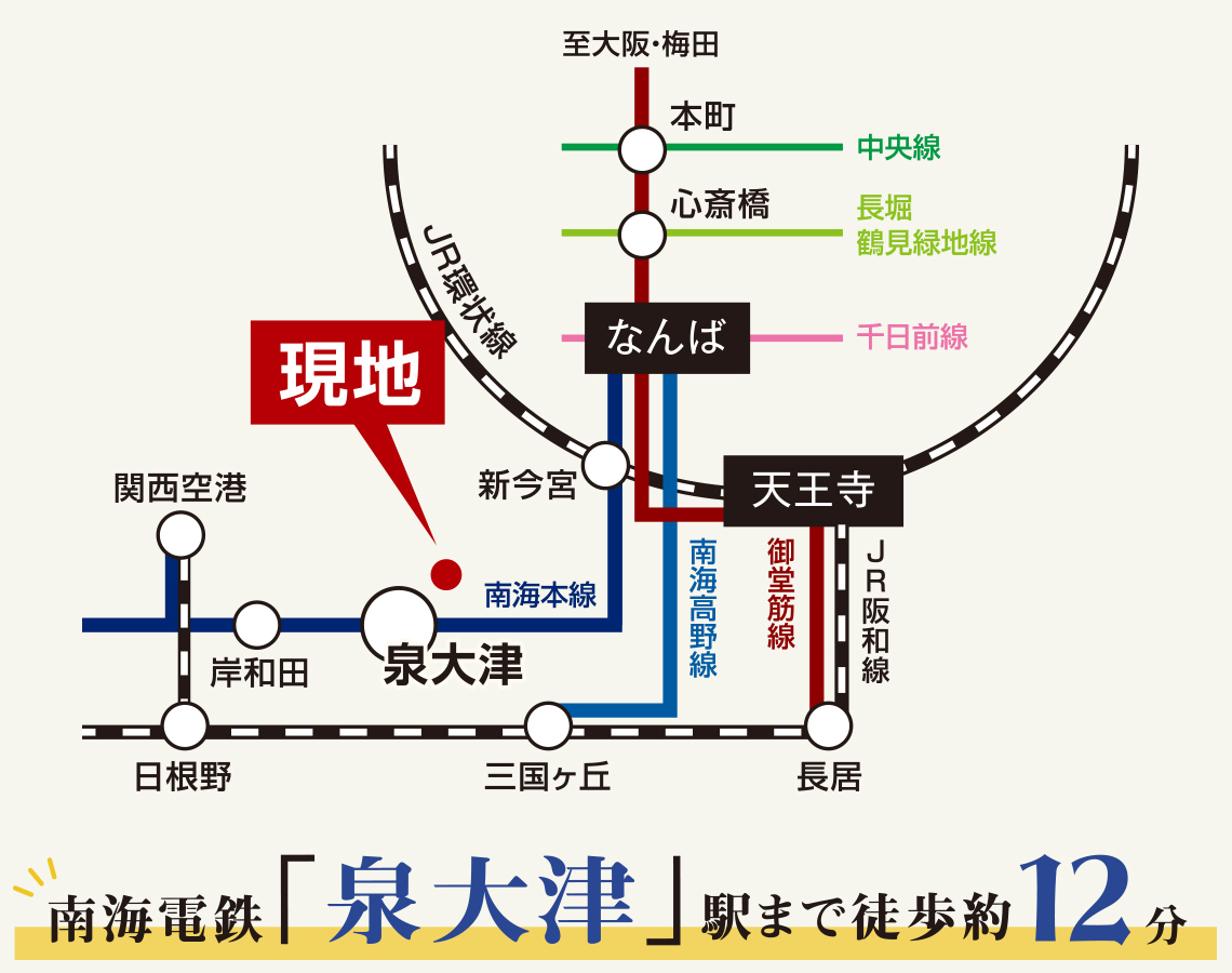 南海電鉄「泉大津」駅まで徒歩約12分