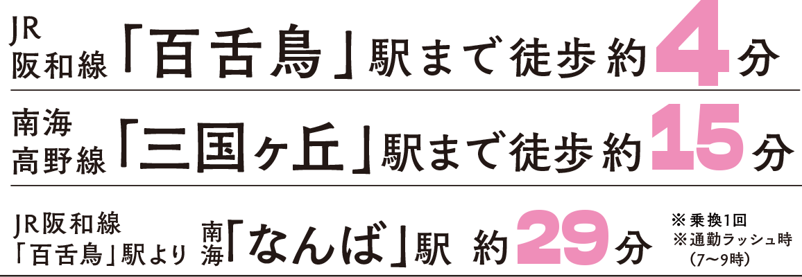 JR阪和線「百舌鳥」駅まで徒歩約4分