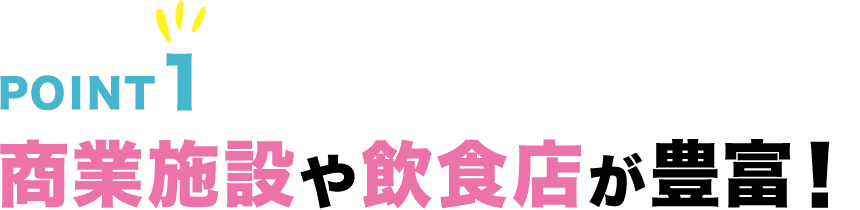 ポイント1 商業施設や飲食店が豊富！