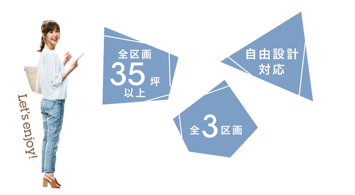 全3区画　全区画35坪以上　自由設計対応