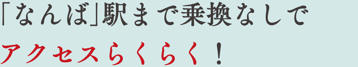 なんば駅まで乗り換えなしでアクセスらくらく！